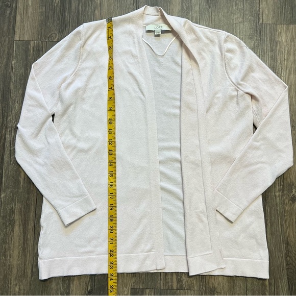 LOFT Open Front Long Sleeves Short Lightweight Knit Cardigan Soft Pink Casual S - Picture 9 of 10